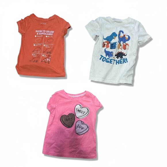 Cat & Jack Girls Lot Size 4T – 3 Short Sleeve Graphic Tees - Picture 1 of 2